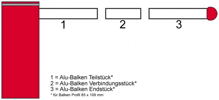 Alu-Balken Teilstück oval 4,0 m